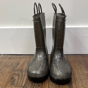 Glittery Black Kids Rain Boots